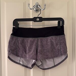 lululemon Women's Heathered-Grey Speed-up lowrise Shorts - Size 4